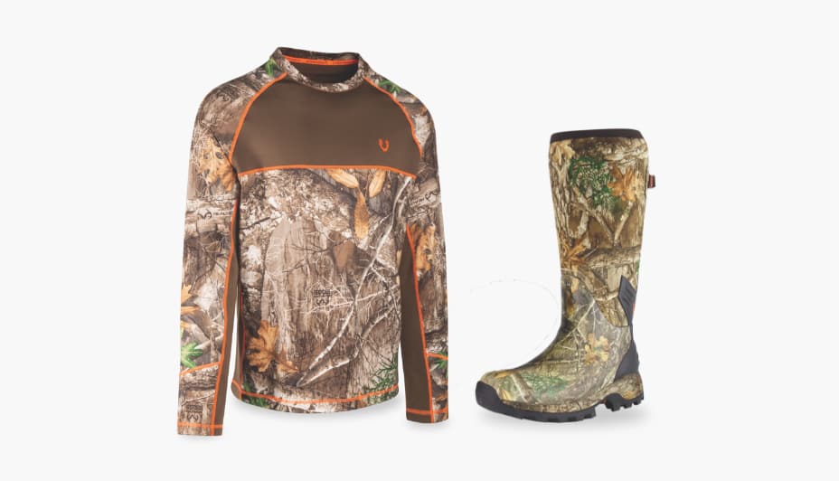Huntshield base layer top and hunting boots