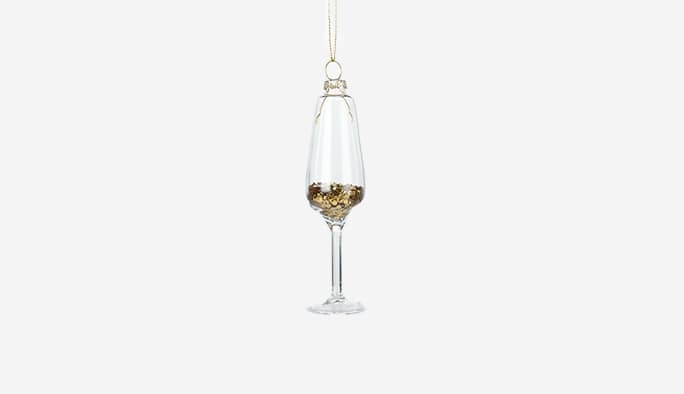 CANVAS Champagne Glass with Gold Glitter Ornament