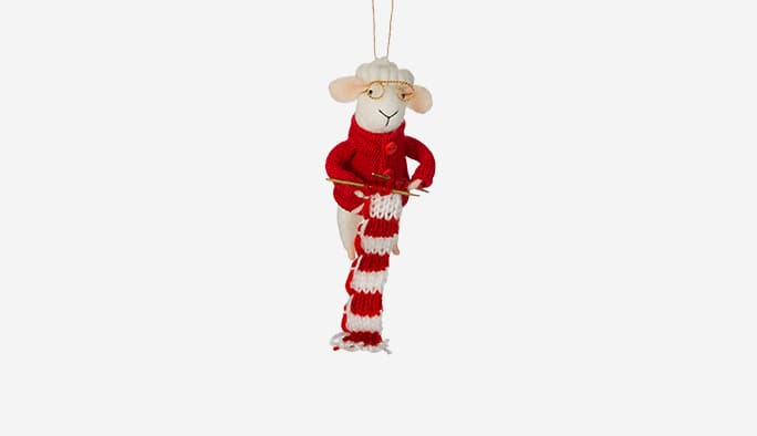 CANVAS Knitting Lamb Ornament 