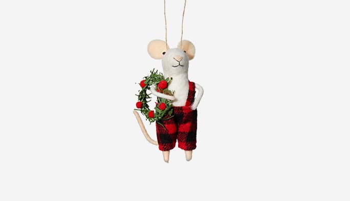 CANVAS Christmas Mouse with Wreath Ornament