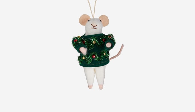  CANVAS Tinsel Sweater Mouse Ornament