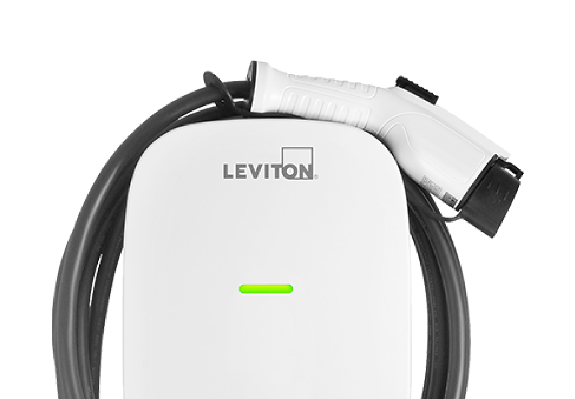 Un chargeur Leviton de niveau 2 pour véhicules électriques.