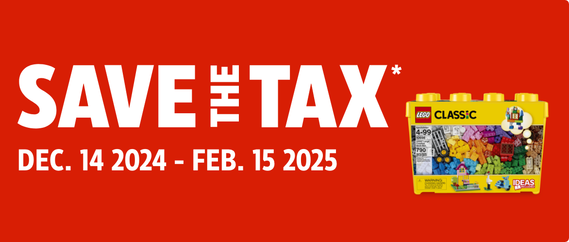 Save the Tax-December 14 2024 - February 15 2025. Shop all eligible products here. *As defined by the Gov. of Canada.