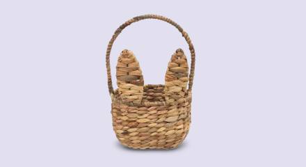 An Easter Bunny Ears Grass Weaved Basket, 12-in