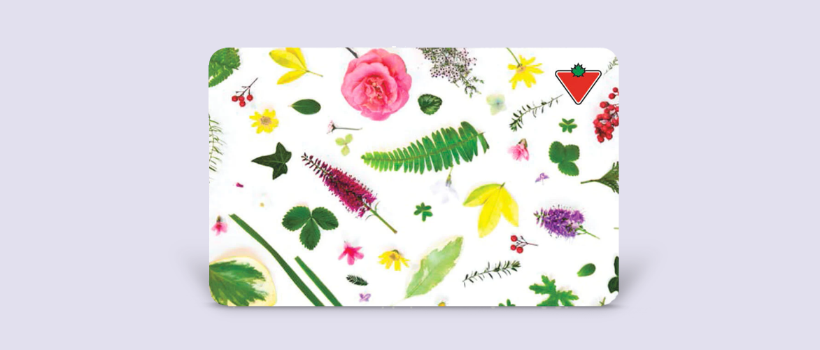 Canadian Tire Gift Card with a floral print design.