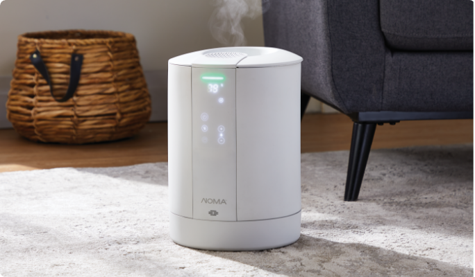 A NOMA Self-Sanitizing Humidifier running in a living room. 