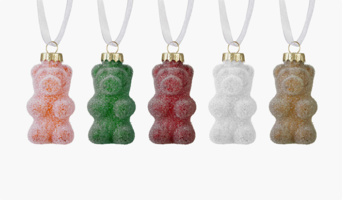 5 assorted CANVAS Gummy Bear Ornaments