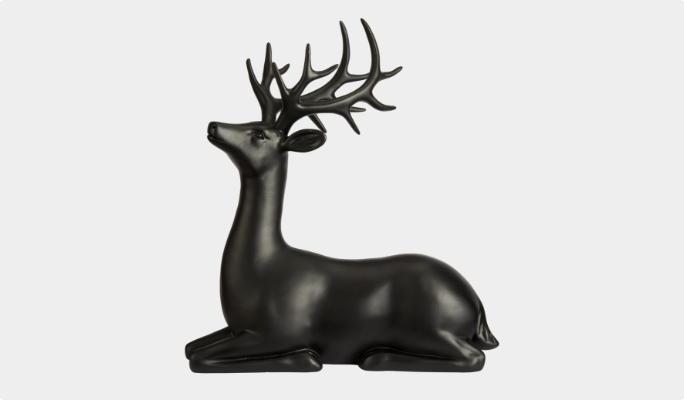 CANVAS Sitting Matte Black Deer