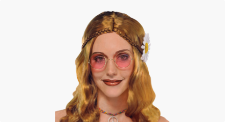 A woman wearing Hippie Costume Sunglasses.