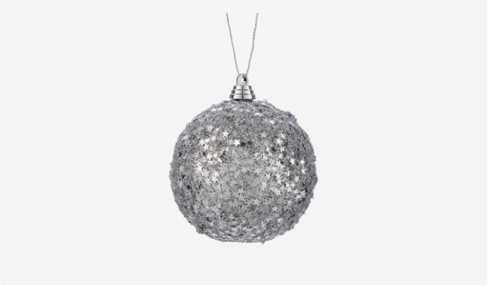 CANVAS Silver Glitter Ball Ornament