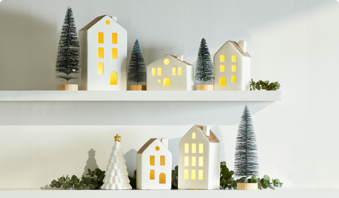 CANVAS Ceramic LED House Decoration Set, 10-pc