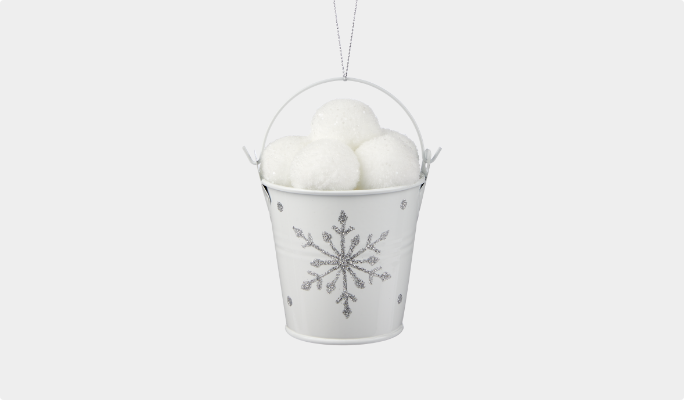 CANVAS Bucket of Snowballs Ornament