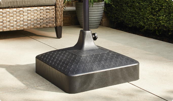 A CANVAS Borden Black Recycled Plastic Umbrella Base.