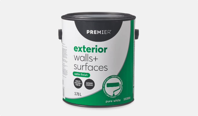 A container of Premier Extra exterior wall paint.