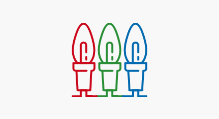 An icon of 3 multi-colour Christmas lights.