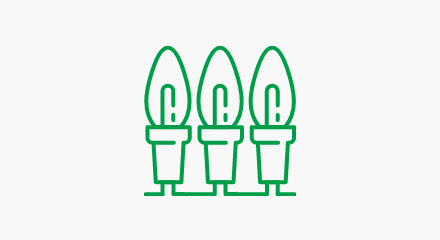  An icon of 3 green Christmas lights.