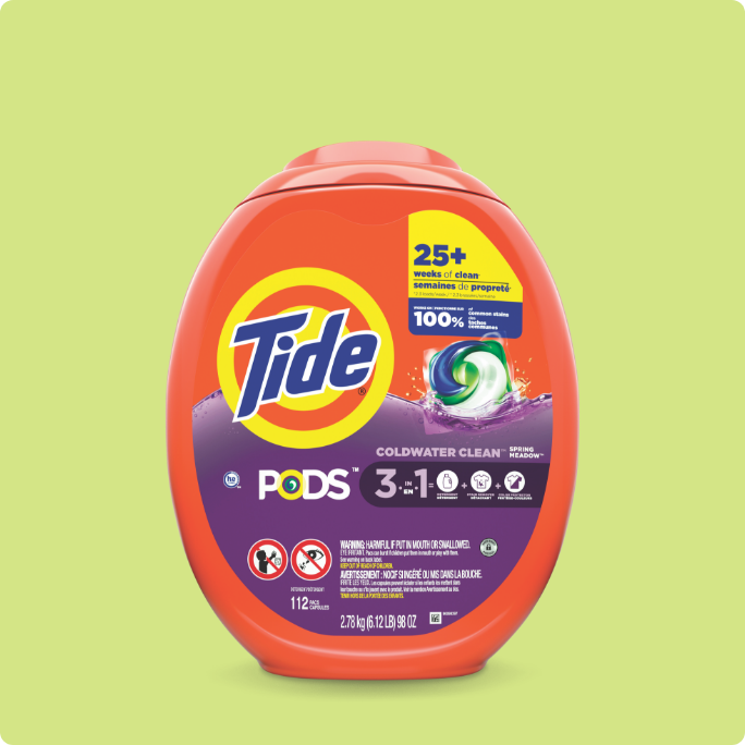 Tide laundry detergent pods.