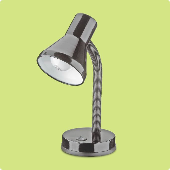 A black For Living desk lamp.