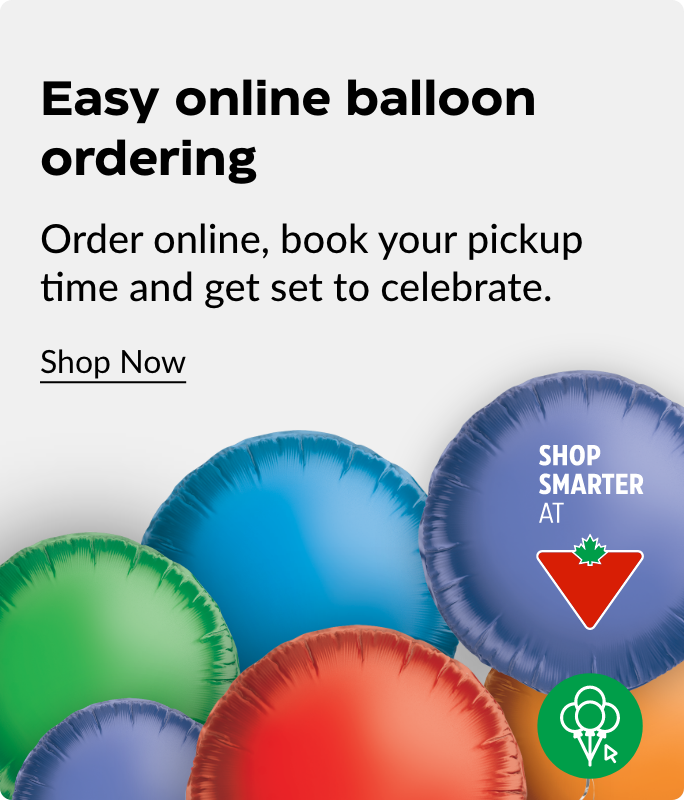 Easy online balloon ordering. Order online, book your pickup time and get set to celebrate.