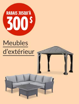Rabais jusqu’à 300 $  Ensemble à dîner de terrasse CANVAS Renfrew, paq. 3  Abri de jardin à toit rigide CANVAS Coastline, taupe, 10 x 10 pi