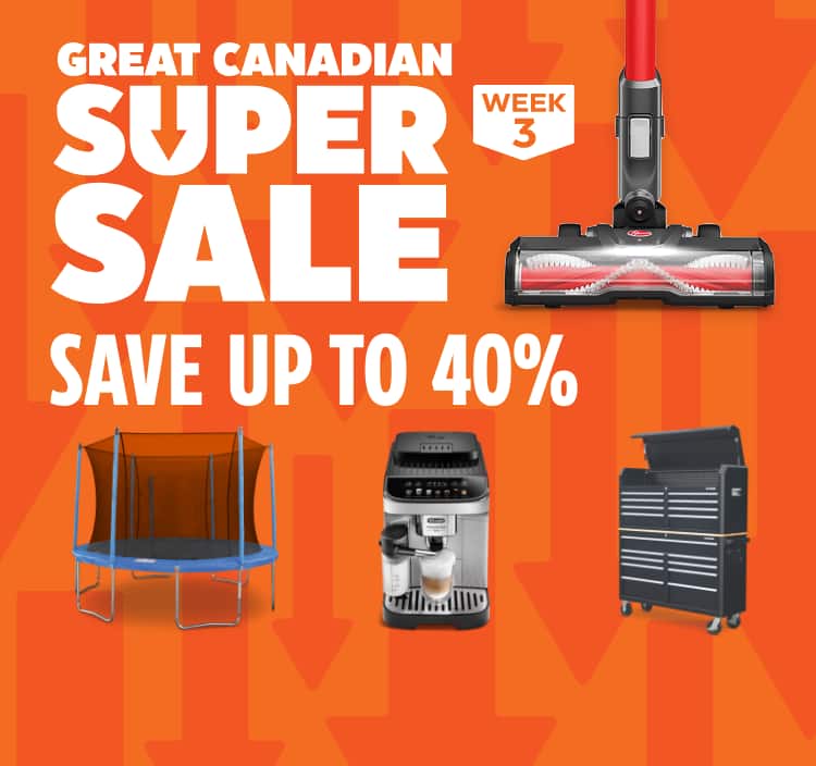 Great Canadian Super Sale Week 3. Save up to 40%.  Vida by PADERNO 5-Burner Gas Griddle  Bestway Hydro-Force Inflatable Stand Up Paddle Board/Kayak, 10-ft  JumpTek Outdoor Round Trampoline, 14-ft  Hoover OnePower Emerge Jumpstart Stick Vacuum  DeLonghi Magnifica Evo Espresso Machine