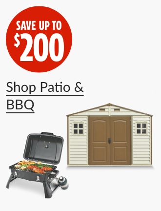 Save up to $200  Duramax Woodside Garden Shed, 10.5x8-ft  MASTER Chef Portable Single-Burner Gas Grill