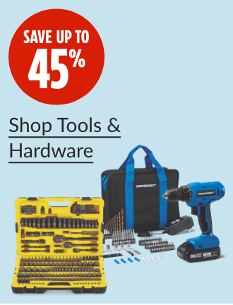 Save up to 45%  Stanley Professional Grade Black Chrome Socket Set, 229-pc  Mastercraft 20V 1-Speed Drill/Driver with 76-pc Accessory Kit