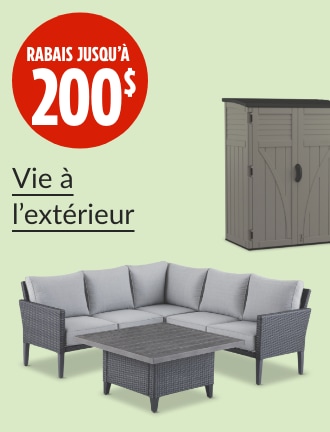Économisez jusqu'à 200 $.  Ensemble de canapés d'extérieur CANVAS Renfrew.  Remise de rangement verticale pour extérieur Suncast, gris pierre