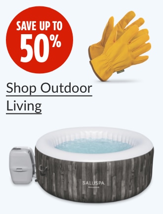 Save up to 50%.  SaluSpa Bahamas Inflatable Spa 71x26-in.  Yardworks Grain Leather Glove, large.