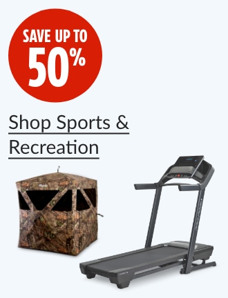 Save up to 50%.  ProForm Carbon Folding Treadmill.  Ameristep Nexus Fire Retardant 2-Person Ground Blind.  