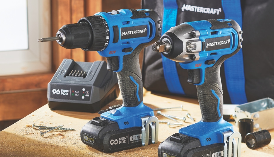 Power drills on a workbench.