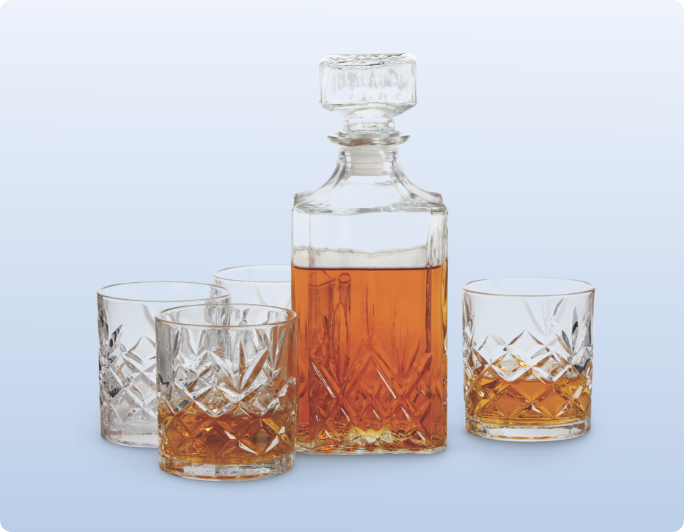 A whiskey decanter set.