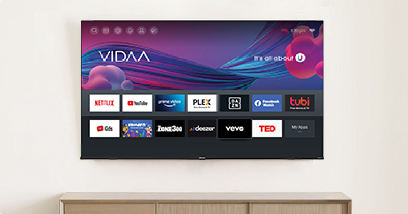 A smart TV displaying various streaming apps.