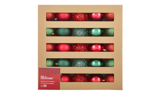 For Living Red and Green Shatterproof Ornaments, 25-ct