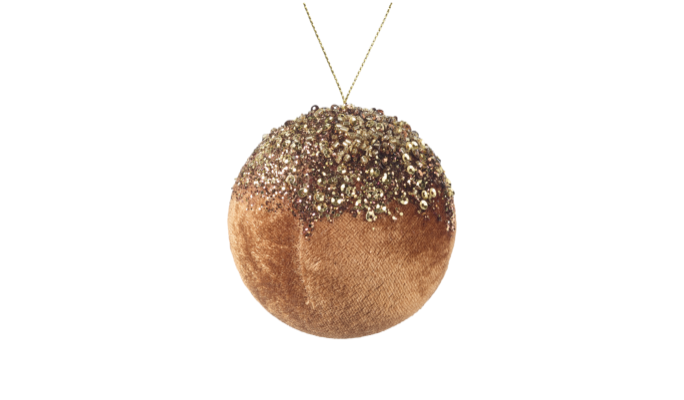 Boule en velours marron CANVAS avec ornement en sequins sur le dessus
