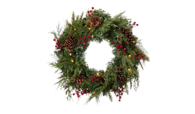 CANVAS Scarlett Cedar Berry Wreath, 24-in