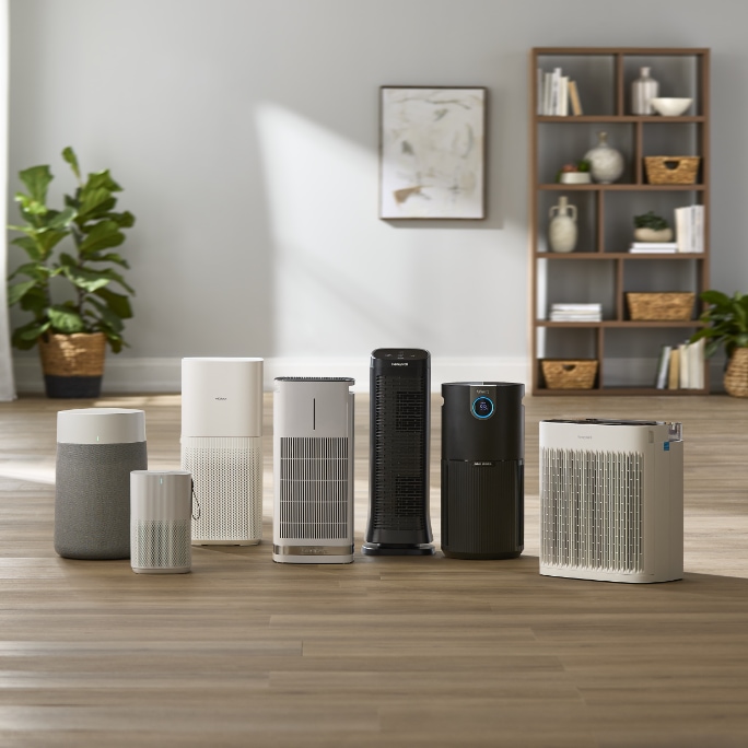 NOMA True HEPA small air purifier in bedroom