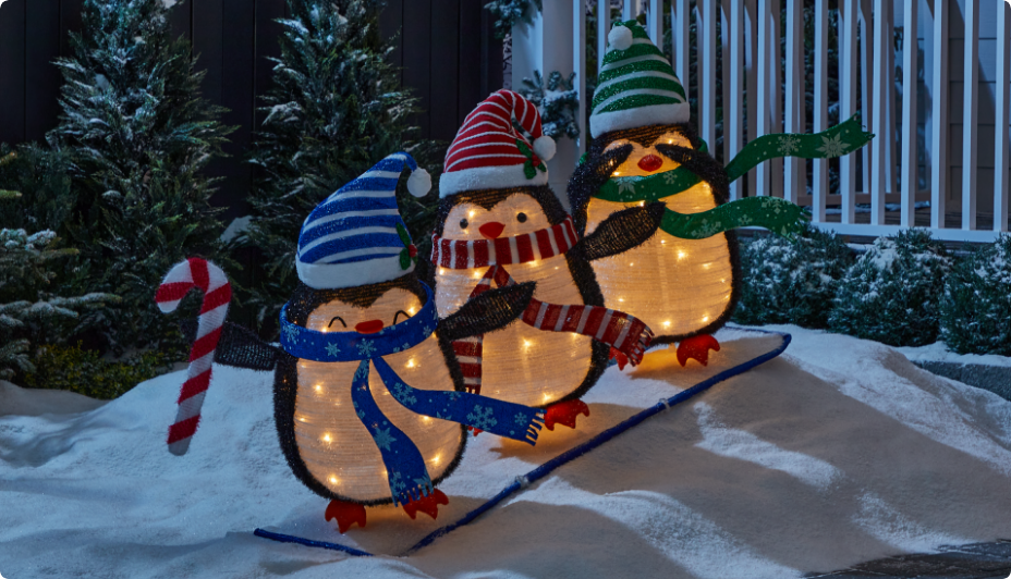 Pingouins en ski pliants CANVAS, 36 po