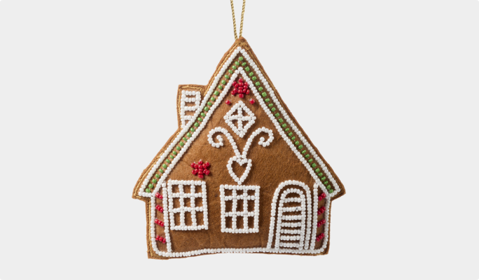CANVAS Beaded Gingerbread House Ornament