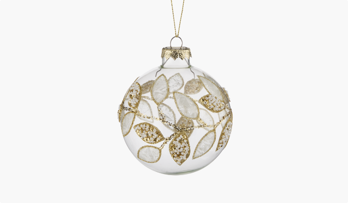 Boule en verre CANVAS avec feuilles scintillantes