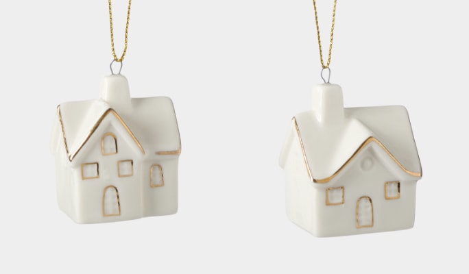 CANVAS Ceramic Houses Ornament, 2-pc