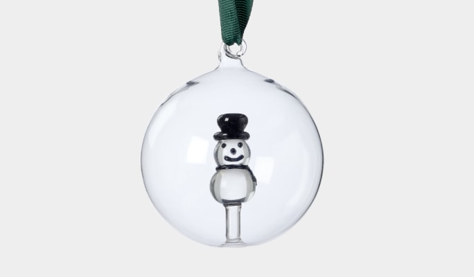 CANVAS Clear Glass Ball with Snowman Ornament