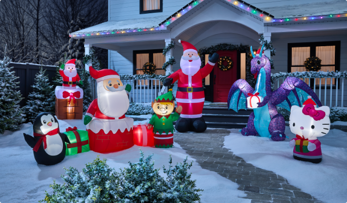  Inflatable gnome and mushroom Christmas decorations