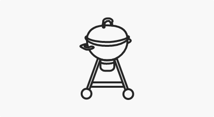 Charcoal grill line drawing.
