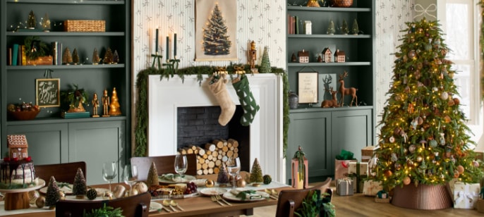 Shop festive Christmas tree ornaments including twinkling lights and tree toppers now.