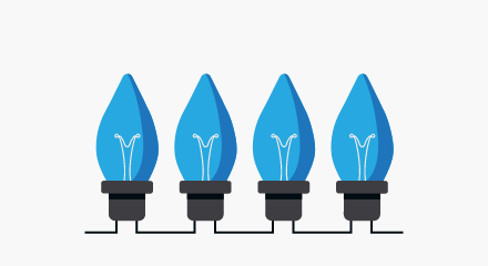  An icon of 3 blue Christmas lights.