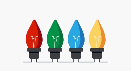 An icon of 3 multi-colour Christmas lights.