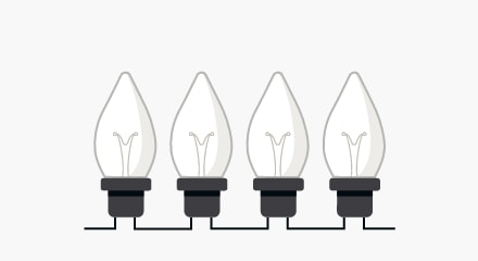 An icon of 3 pure white Christmas lights. 