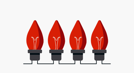  An icon of 3 red Christmas lights.