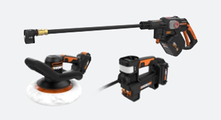 Polisseuse, Ensemble de gonflage, and Nettoyeur électrique portatif Worx